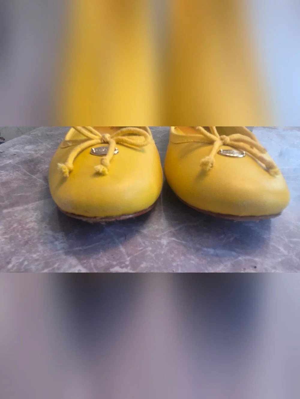 Coach Women's Yellow Leather Ballet Flats